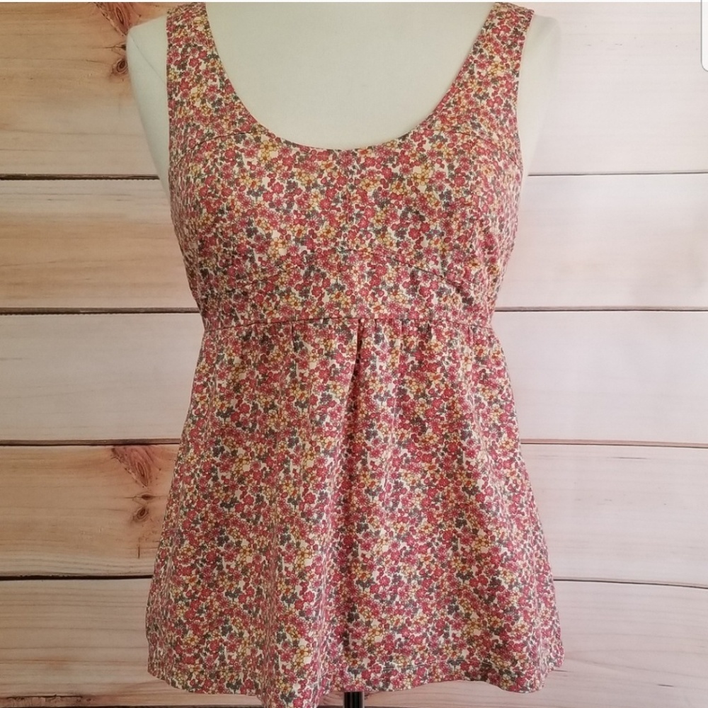 Tulle floral Open Back Cotton Top size small